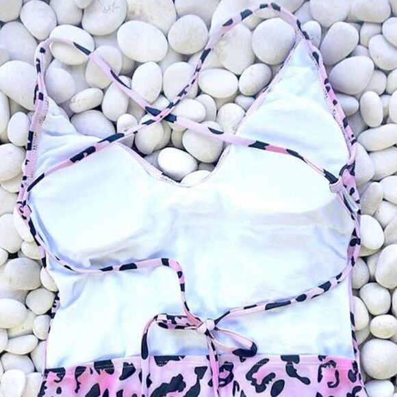 NWT Large Pink Leopard One Piece Women's Swimsuit/Bodysuit - Picture 8 of 12